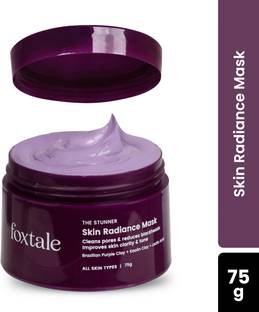 Foxtale Detan Skin Radiance Mask, With Lactic Acid & Brazilian Purple Clay, Removes Tan
