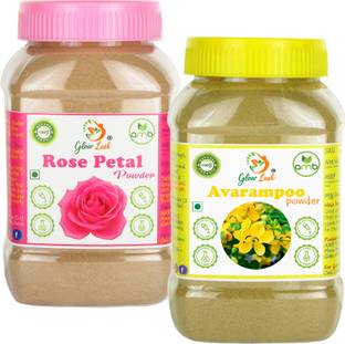 Glow Lush Natural Rose and Avarampoo Powder for Face Pack (150gm Each)