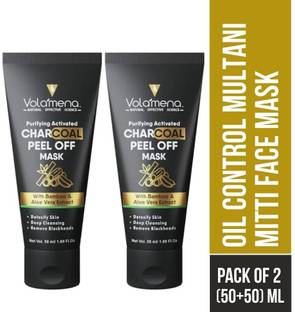 Volamena Activated Charcoal Peel Off Face Mask with Bamboo charcoal extract Pack of 2