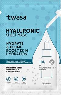 Twasa Hyaluronic Face Sheet Mask | Korean Face Mask for Skin Hydration & Glowing Skin
