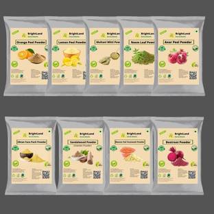 Brightland orange Lemon Multani Neem Ubtan Sandalwood Masoor Anar Beetroot powder 50g each