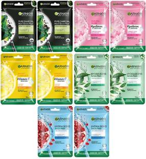 GARNIER Sheet Mask P010(Light Complete+Hydra Bomb+SakuraWhite+Hydra Bomb Green+Charcoal)
