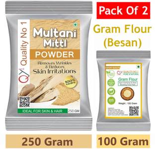 QY1 Multani Mitti Face Pack (250 g) With Gram Flour (Besan Face Pack) (100 g) Total