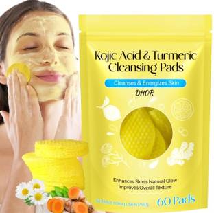 DHOR Kojic Acid and Turmeric Cleansing Pads,Turmeric Cleansing Pads, Face.(60 PIC)