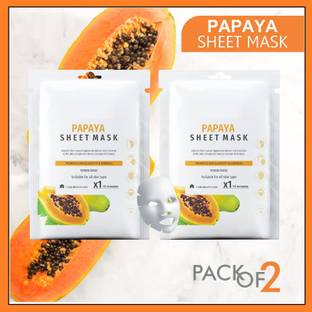KA-KAIASHA Natural papaya face sheet mask moisturises and reduces wrinkles all skin types