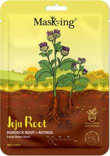 MasKing Jeju Root Facial Sheet Mask Burdock Root + Retinol, Face Serum Mask, 20Ml each