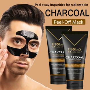 Globus Naturals Charcoal Peel Off Mask For Blackhead, Dead Skin & Tan Removal, Set of 2