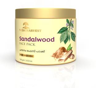 veda harvest Sandalwood Face Pack for Glowing Skin|Boost Collagen|Anti Aging