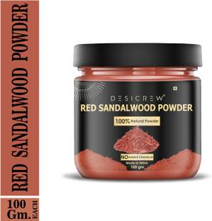 देसी क्रू 100% Natural & Pure Red Sandal Wood Powder For Removal of Sun Tan and Dullness,Gives Natural Soft, Reducing Blemishes and Treating Acne, Pinkish, Glowing & Shiny Skin (Skin & Face Care) 100 GM