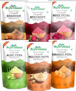 RIGHT CHOICE 100%Natural Combo Rose Petal,Chandan,Beetroot,Orange Peel,Aloevera,Multani Mitti