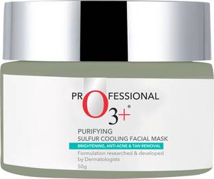 O3+ Purifying Sulfur Cooling Facial Mask with Organic Willow Bark and Mint for Acne Mark Removal and Radiant Glow,