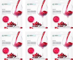 MIRABELLE COSMETICS KOREA wine facial sheet mask ( Pack of 6 )