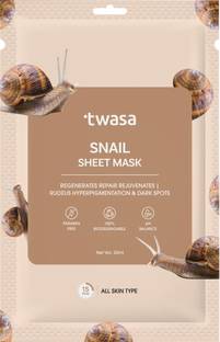 Twasa Snail Sheet Mask For Skin Hydration | Face Sheet Mask For Dull Skin & Fine Lines