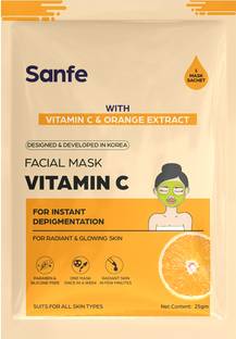 Sanfe Instant Depigmentation Vitamin C Facial Mask | For radiant & glowing skin