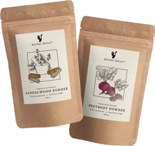 Herbal Mitra 100% Natural & Pure Sandalwood Powder Combo With Beetroot Powder For Face Pack