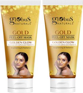 Globus Naturals Gold Peel OffMask For Golden Glow, Enriched with Saffron & Vitamin-E,
 Pack of 2