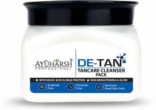 Ayuharsh De-Tan Cleanser Pack with Kojic Acid and Milk Protein for Tan Removal, Skin Glow