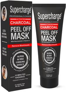 SUPERCHARGE Charcoal Black Peel Off Mask Anti pollution, glowing skin, Active Cooling Effect