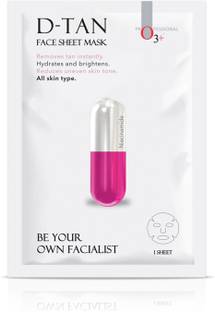 O3+ Facialist Dtan Face Sheet Mask with Niacinamide for Even Facial Skin Tone & Hyperpigmentation Ideal for Dull & Combination Skin