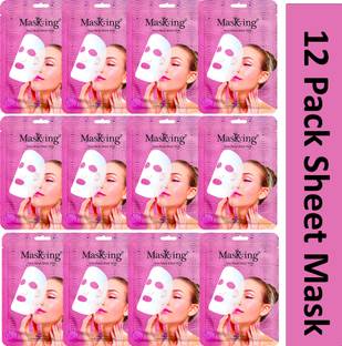MasKing Sheet Mask for Natural Glowing Skin, Face Serum Mask Pack for Women, Pack of 12