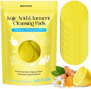 BEAUTYATH Kojic Acid & Turmeric Face Pads | Unclogs Pores & Smooths Texture Face Wash