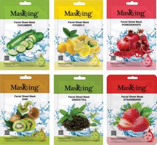 MasKing Beauty Facial sheet mask for Bright & hydrating skin, Daily Skin care(Pack of 6)