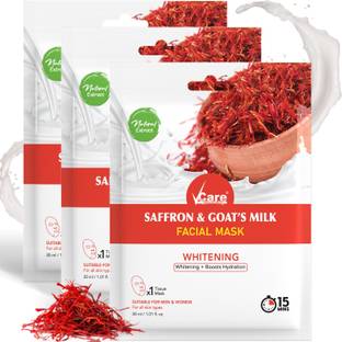 Vcare Saffron & Goat’s Milk Sheet Mask, 30 ml, Pack of 3