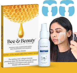 BEE BEAUTY Melting Nano Collagen Sheet Mask With Niacinamide & Honey Toner (Pack 2)