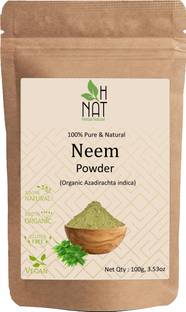 H NAT Natural Neem Powder For Pimple Free Glowing Skin, Hair Cleanser, Healthy Hair