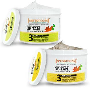 Aaryanveda De-Tan Removal Face Pack & Scrub | Brightening, Exfoliating & Glowing Skin Scrub