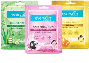 Everyuth Naturals Assorted Pack of 3 Sheet masks 25ml