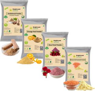 Brightland 100% Pure & Natural Sandalwood ,Orange peel,Rose petal powder ,Masoor Dal powder pack of 4(240gm)