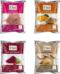 yumi mehandi Combo Rose, Orange Peel, Beetroot, Multani MItti Powder Each 50g