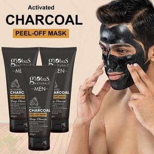 Globus Naturals Anti Pollution & Anti Acne Charcoal Peel Off Mask, For Men, Set of 3