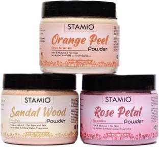 STAMIO Orange Peel Powder 100gm, Sandalwood Face Pack 80gm, Rose Petals Powder 50gm
