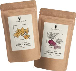 Herbal Mitra 100% Natural & Pure Kasturi Haldi Powder Combo With Beetroot Powder Face Pack