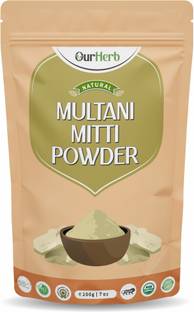 OurHerb Pure & Natural Multani Mitti Powder for Skin & Hair with Wooden Spoon-200g | 7Oz