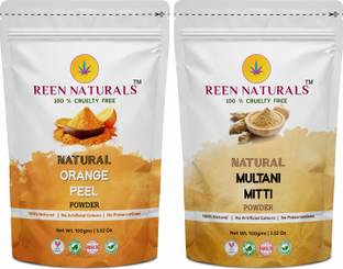 REEN NATURALS Orange Peel And Multani Mitti Powder For Skin Brightening Combo Pack 100gms Each
