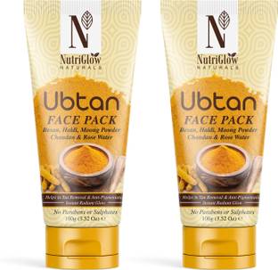 NutriGlow NATURAL'S Ubtan Face & Body Pack for Glowing Skin with Haldi & Chandan, 100g Each