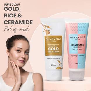 GLAMVEDA Rice & Ceramide & Pure Glow Gold Brightening & Moisturizing Peel Off Face Mask