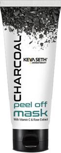 KEYA SETH AROMATHERAPY Charcoal Peel Off Mask, Blackhead & Dead Skin Removal Tightens Pores, Deeply Cleanses for Men & Women Enriched with Vitamin C & Rose Extract & Activated Charcoal.
