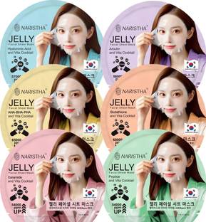 NARISTHA Jelly Facial Sheet Mask for skin Moisturizing and Hydration, combo of 6