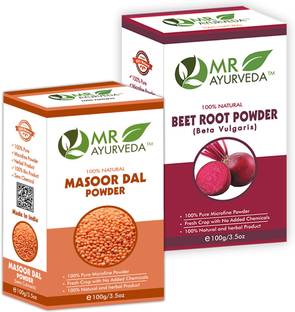MR Ayurveda 100% Organic Masoor Dal Powder & BeetRoot Powder - Combo Pack