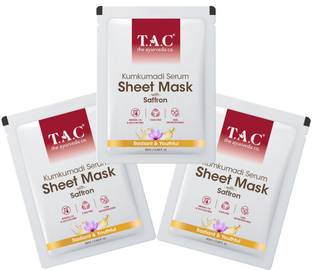 TAC - The Ayurveda Co. Kumkumadi Serum Sheet Mask | with Saffron for Moisturized Skin, 22ml*Pack of 3