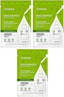 Twasa Niacinamide Serum Face Sheet Mask For Acne Mark < Dark Spots & Open Pores