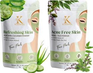KIMAYRA Aloevera + Cucumber & Neem + Tulsi Face Pack Powder For Clear Pimple-Free Skin