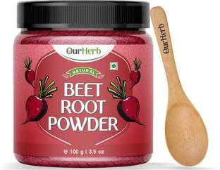 OurHerb Pure & Natural Beetroot powder for Health, Skin & Hair with Wooden Spoon - 100g