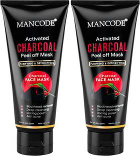 MANCODE Charcoal Peel Off Mask for Men Detoxifies Skin, Deep Cleansing Black Face Mask