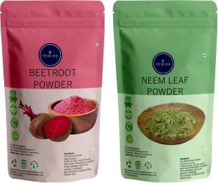 VEDICINE Natural Beetroot Powder and Neem Leaf Powder For Face Pack And Hair Pack