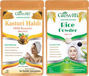 Glowith Kasturi Haldi & Rice Powder for Face Pack – 100g Each | Natural Skin Care